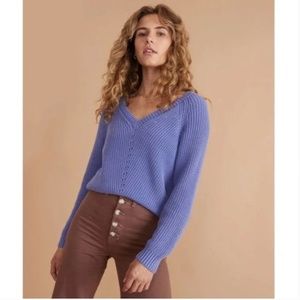 Marine Layer Purple V-Neck Rib Knit Pullover Sweater